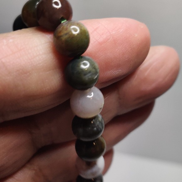 FANCY JASPER STRETCHY ROUND 8mm BRACELET NATURAL STONE w/ FREE FELT POUCH-B810 - Picture 9 of 14